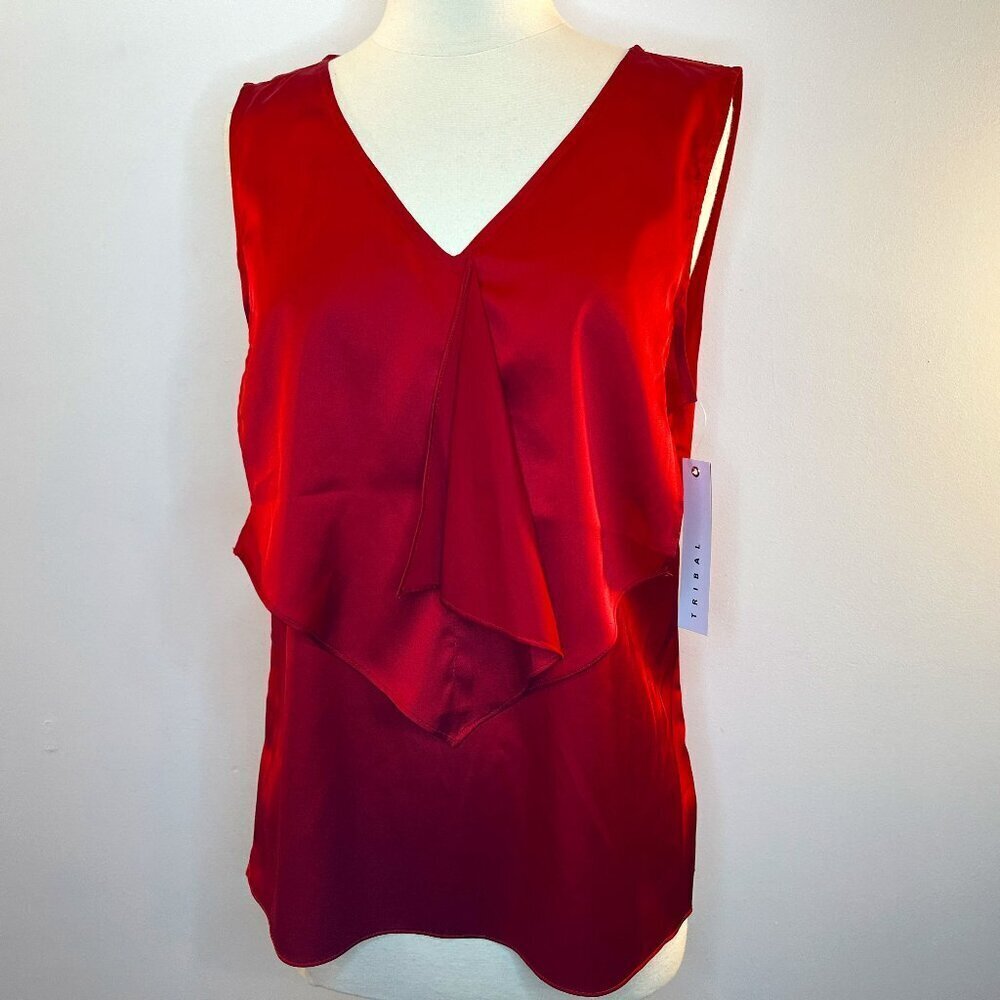 Tribal Women's Deep Lipstick Red Sleeveless Blouse - Size 8 - NWT (see details)